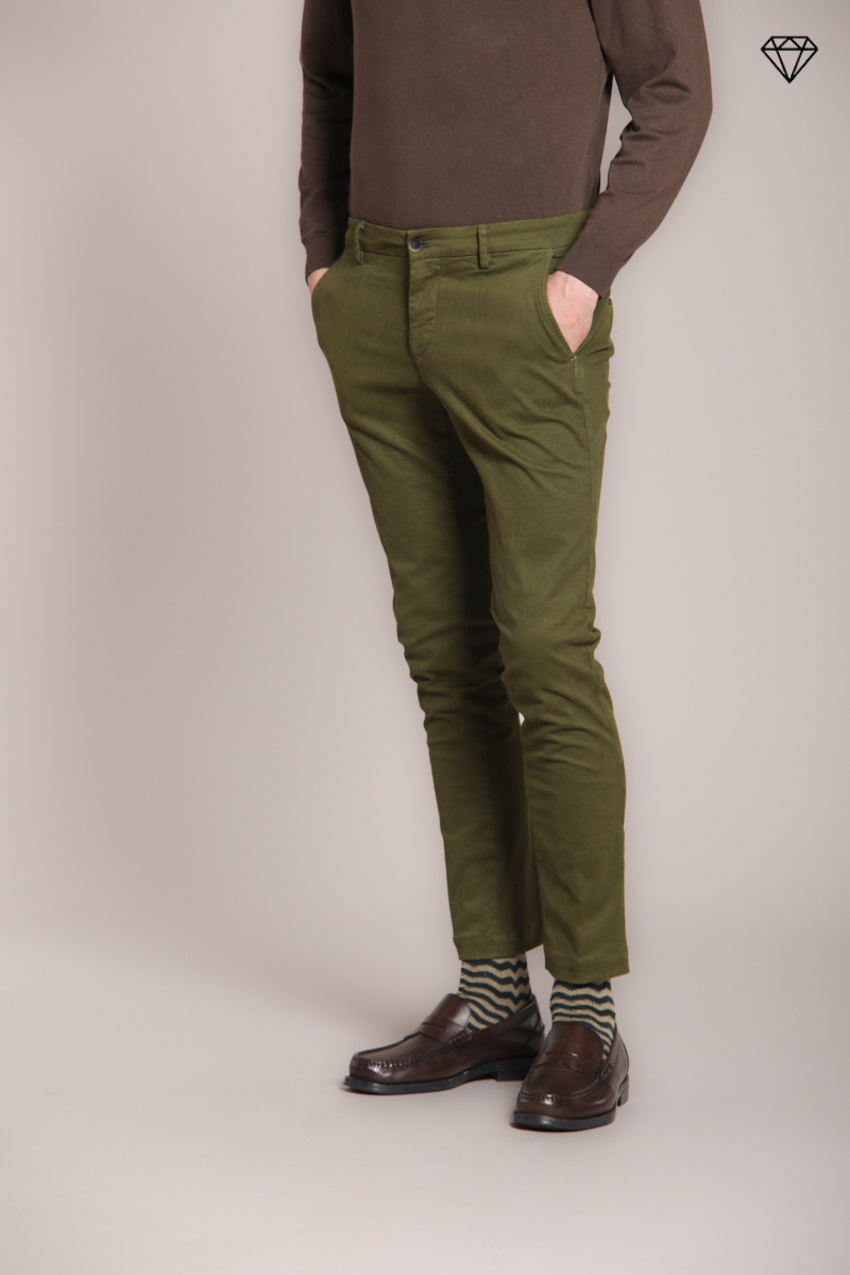 Milano men's chino pants in stretch gabardine extra slim fit ①