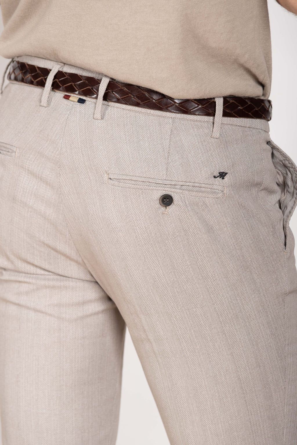 Milano men's chino pants in herringbone extra slim fit