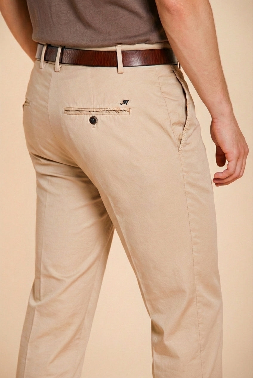 Milano pantalón chino hombre en gabardina stretch extra slim fit ①