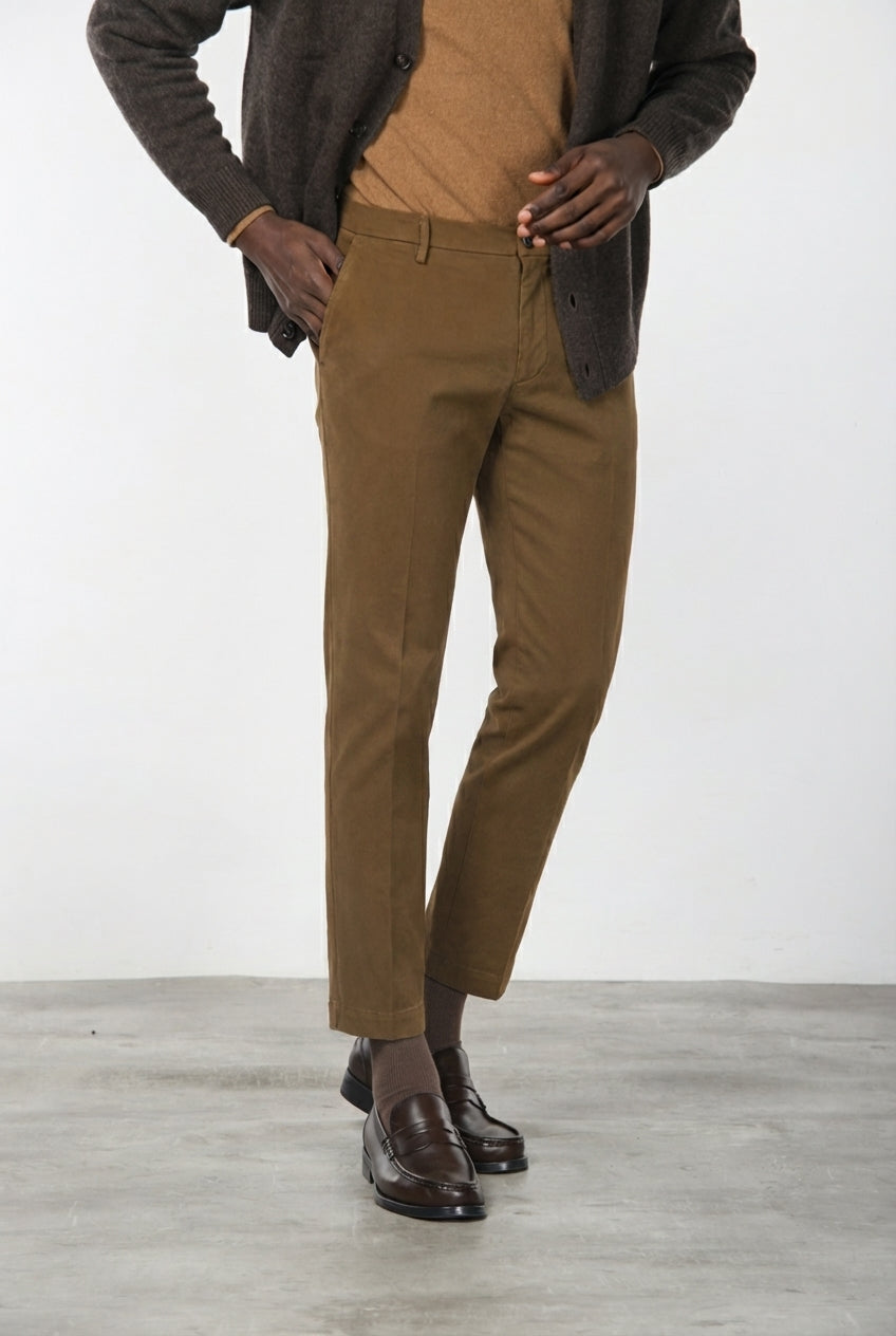 Milano chino pants for men in stretch gabardine, extra slim fit ①