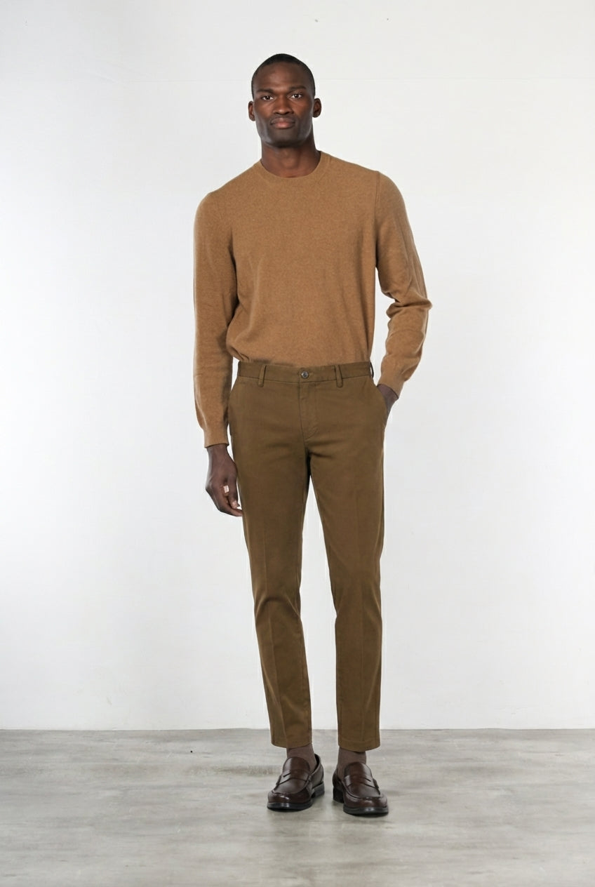 Milano chino pants for men in stretch gabardine, extra slim fit ①