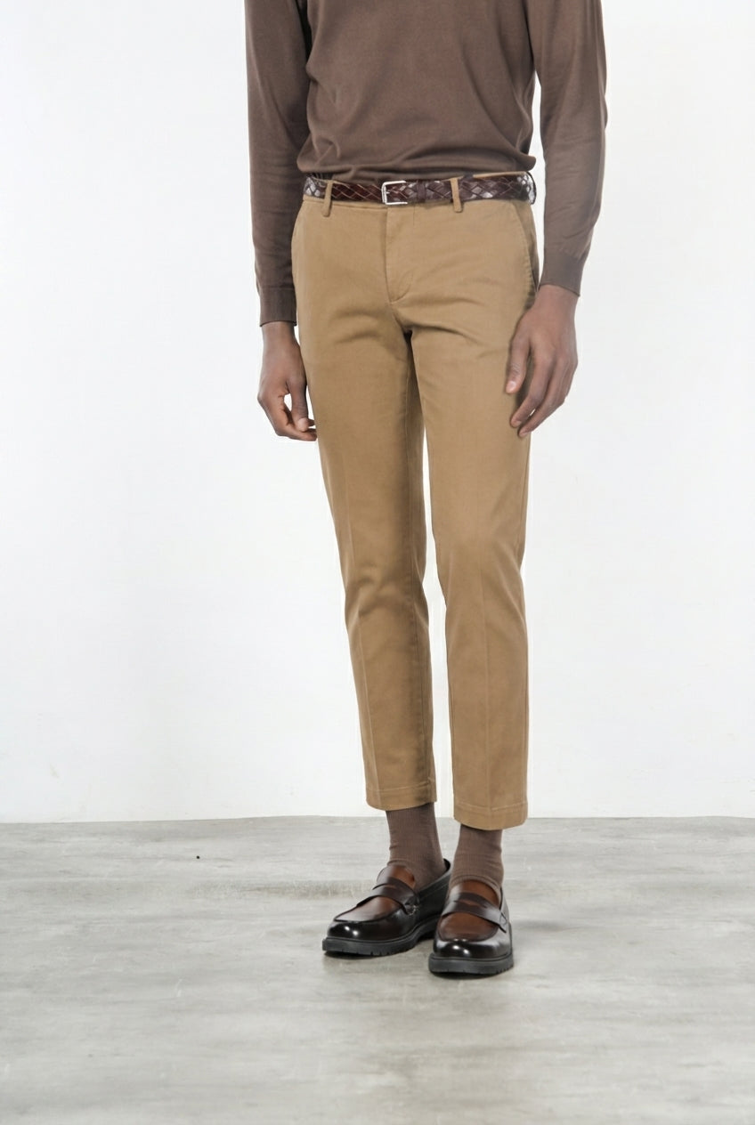 Milano chino pants for men in stretch gabardine, extra slim fit ①