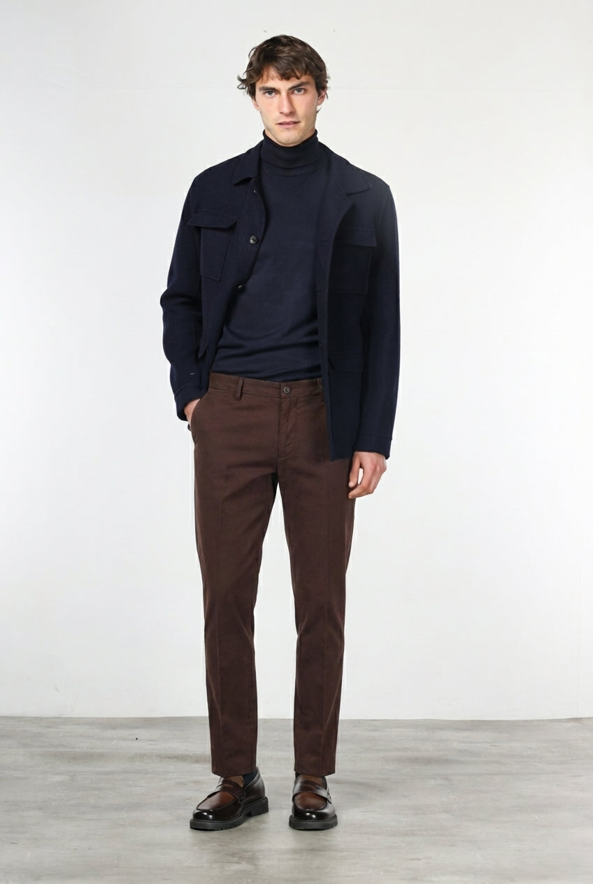 Milano pantalon chino homme en gabardine stretch, coupe extra slim ①