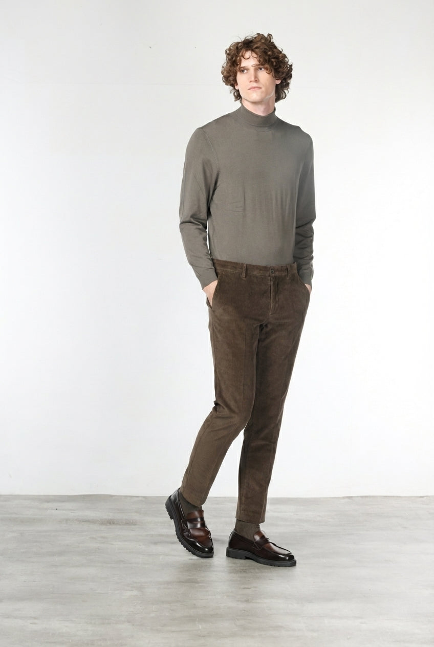 Milano pantalone chino uomo in velluto 500 righe extra slim fit ①