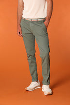 Milano Start men's chino pants in stretch satin with ribbons extra slim fit