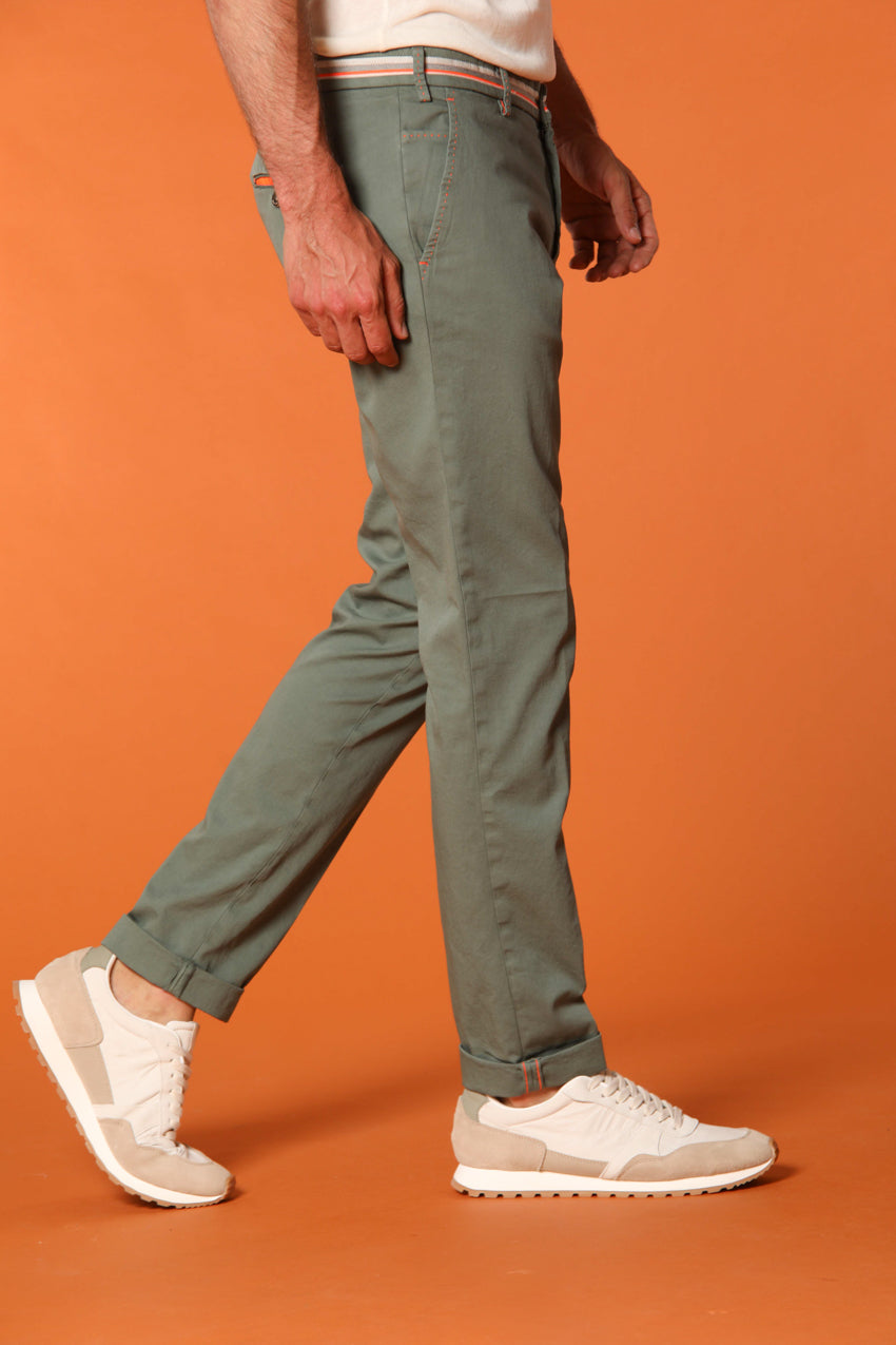 Milano Start pantalón chino hombre en raso elástico con cintas extra slim fit