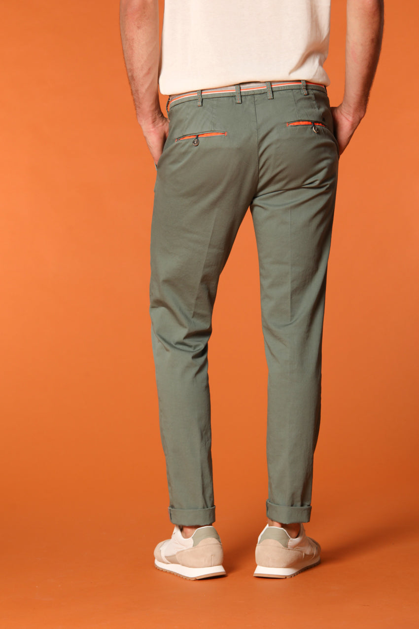 Milano Start pantalón chino hombre en raso elástico con cintas extra slim fit