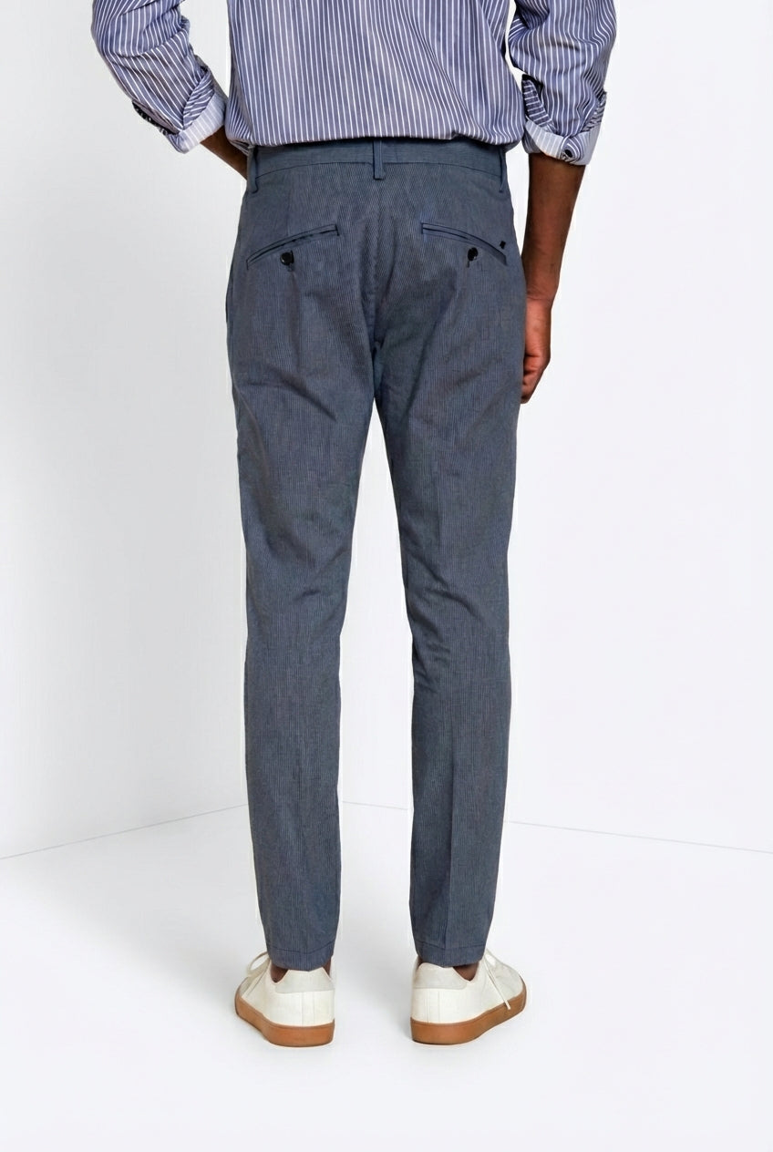 Osaka men's chino pants in fine pinstripe carrot fit