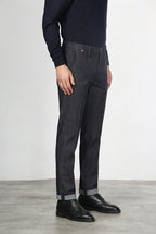 Osaka pantalone chino uomo in denim stretch carrot fit