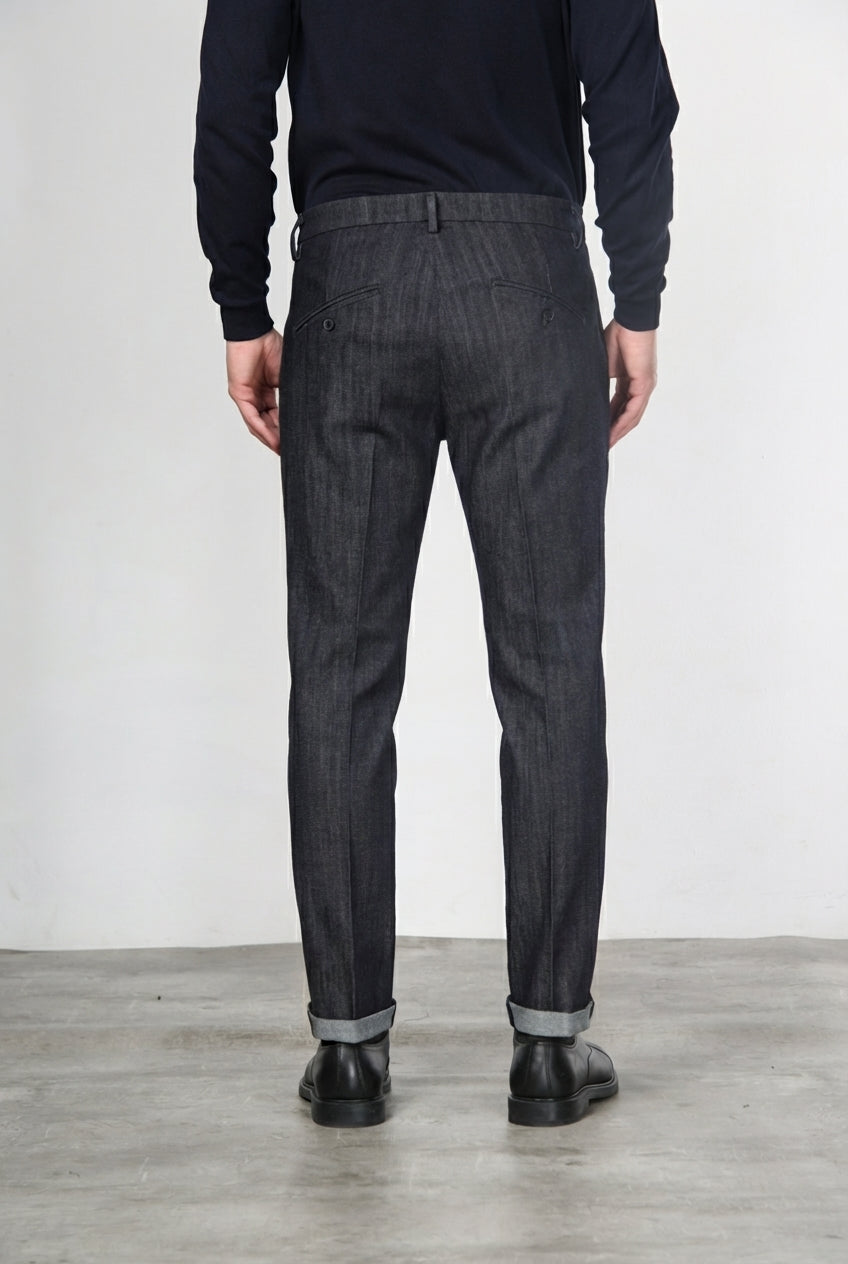Osaka pantalone chino uomo in denim stretch carrot fit