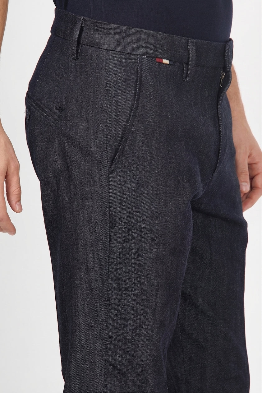 Osaka pantalone chino uomo in denim stretch carrot fit
