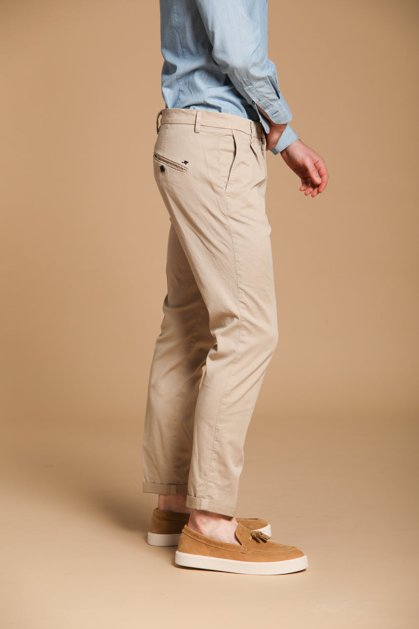 Osaka 1 Pinces pantalon chino homme en twill de coton et lyocell coupe carrot fit