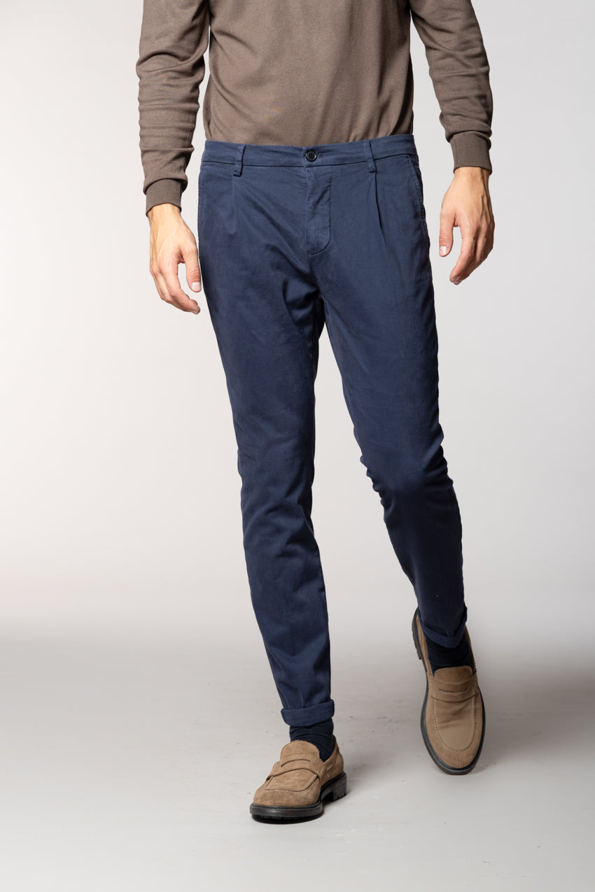 Osaka 1 Pinces pantalón chino hombre en algodón lana carrot fit
