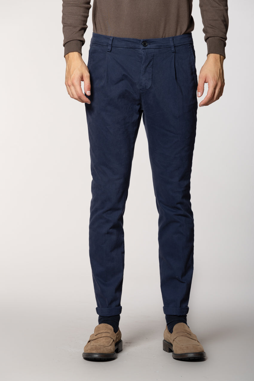 Osaka 1 Pinces pantalon chino homme en coton laine carrot fit