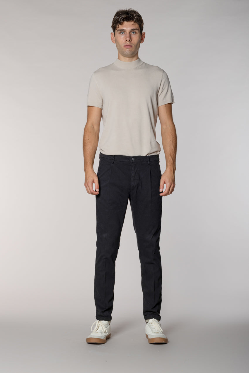 Osaka 1 Pinces pantalón chino hombre en algodón seda carrot fit