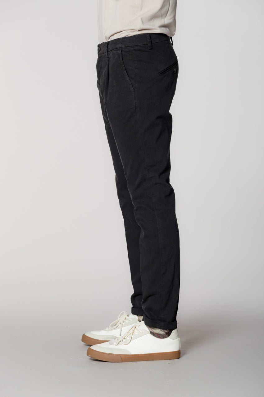 Osaka 1 Pinces pantalón chino hombre en algodón seda carrot fit