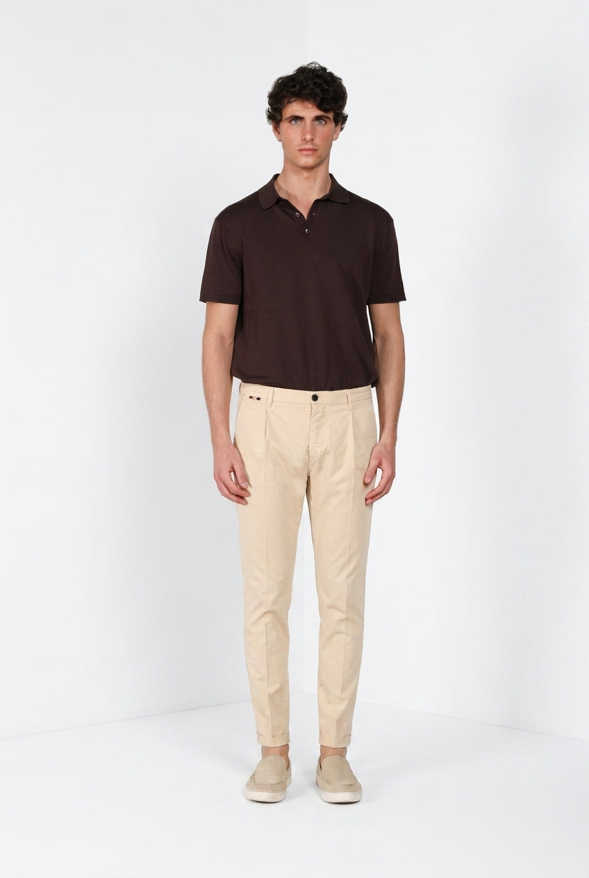 Osaka 1 Pinces Hose Chino Herren aus Satin aus Baumwolle und Seide carrot fit ①