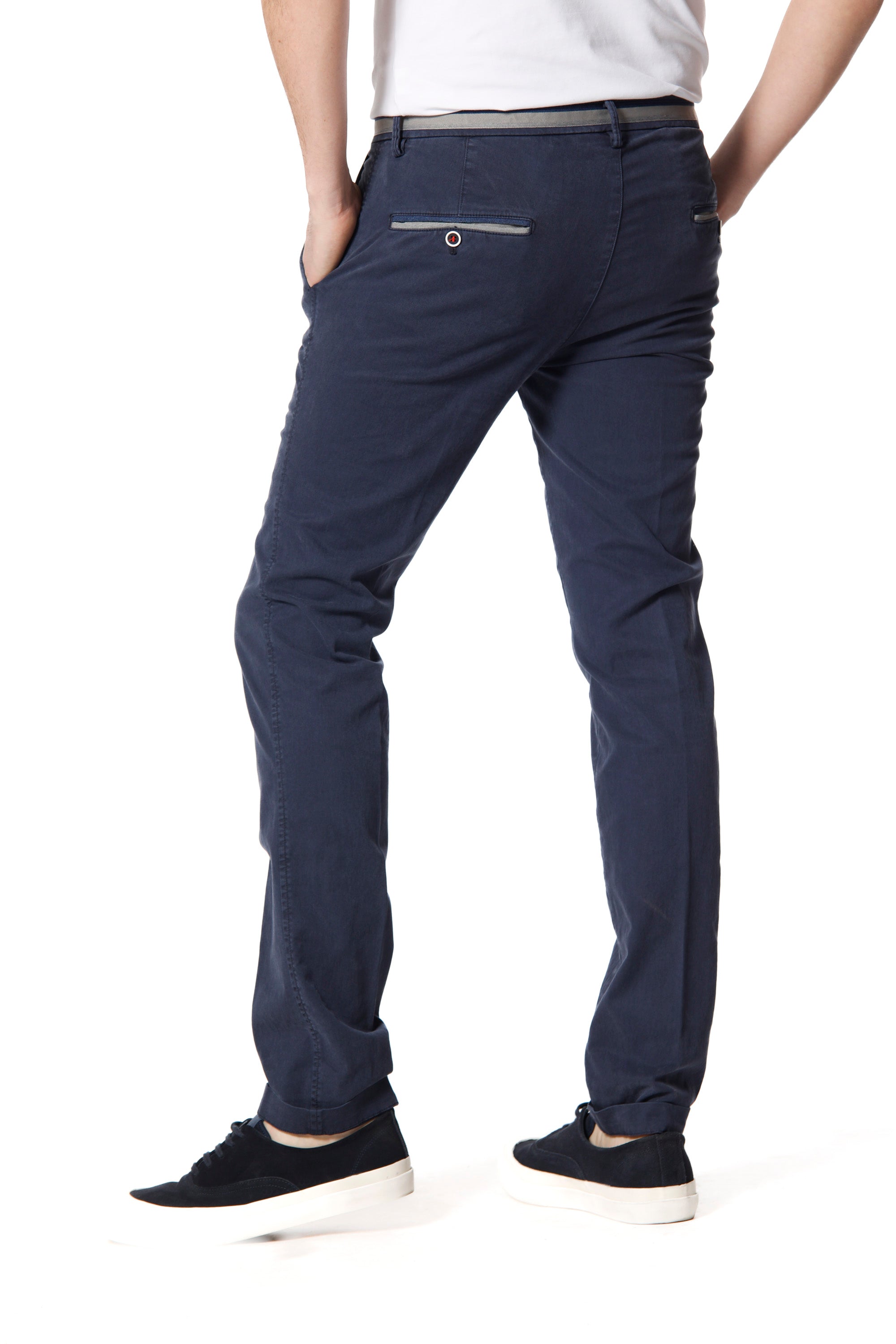 Torino Summer pantalone chino uomo in cotone e tencel con nastri slim