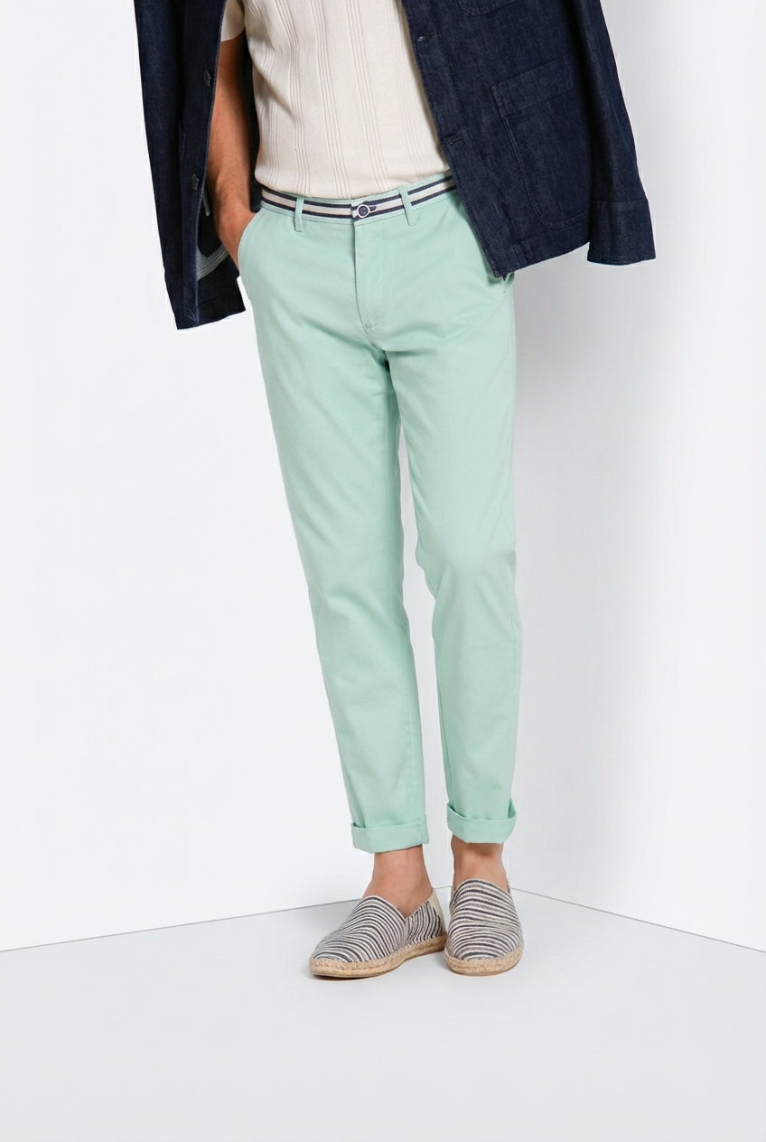 Torino Summer pantalón chino hombre en twill de algodón y lyocell slim fit