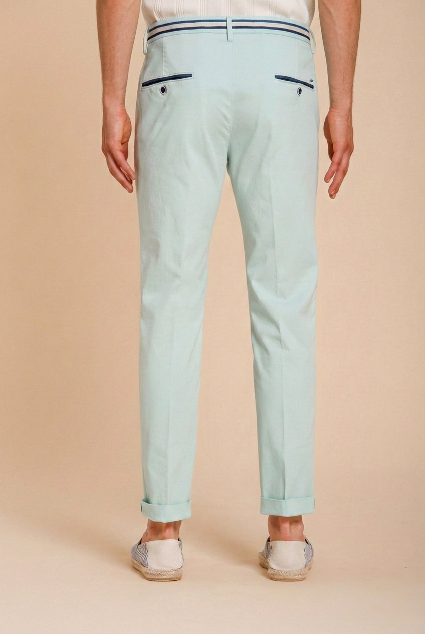 Torino Summer men's chino pants in cotton and lyocell twill slim fit