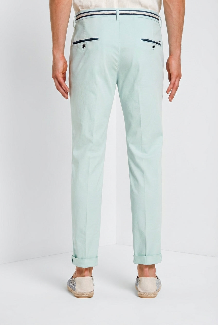 Torino Summer pantalón chino hombre en twill de algodón y lyocell slim fit