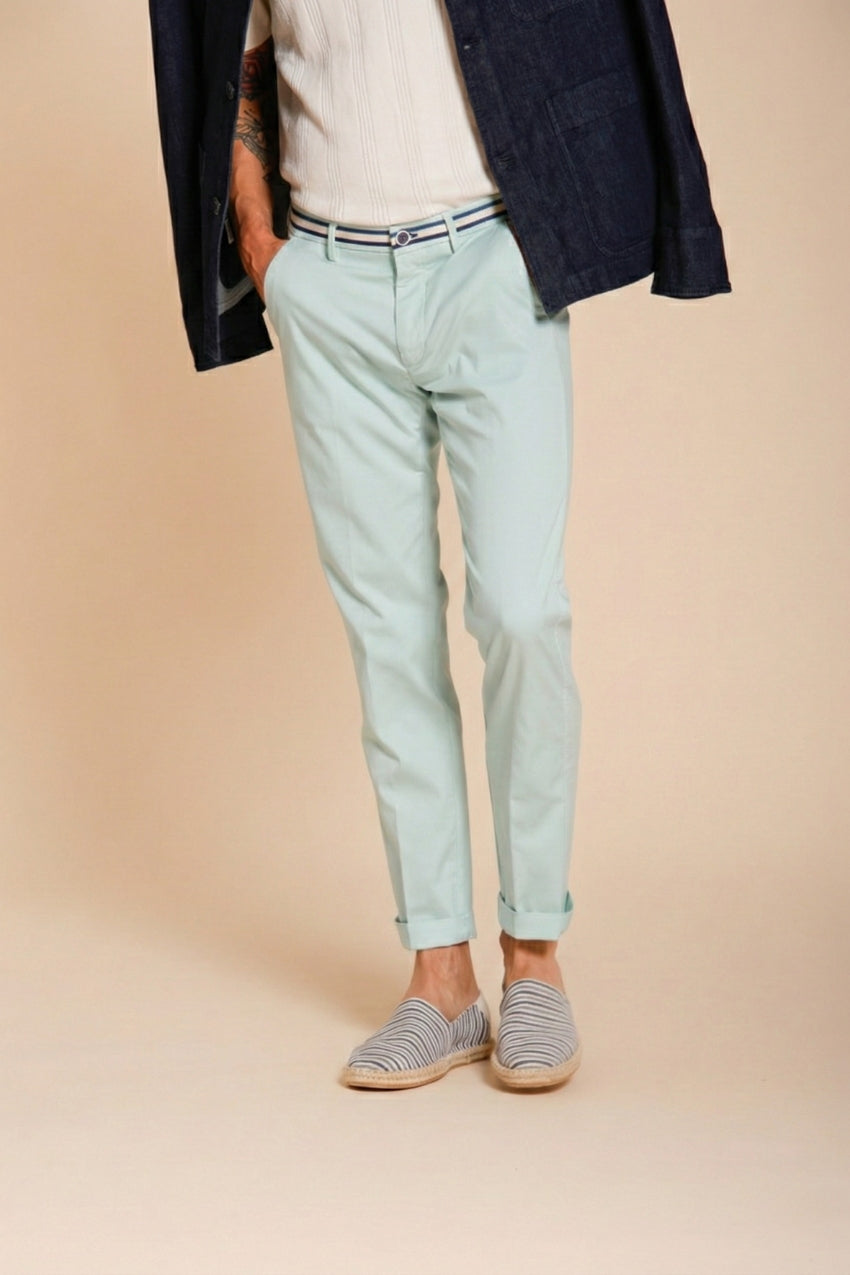 Torino Summer pantalón chino hombre en twill de algodón y lyocell slim fit