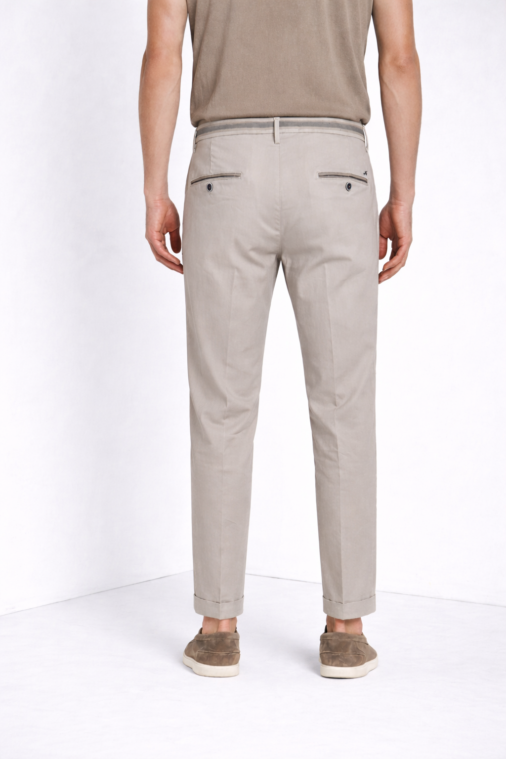 Torino Summer pantalón chino hombre en sarga de algodón y lyocell slim fit