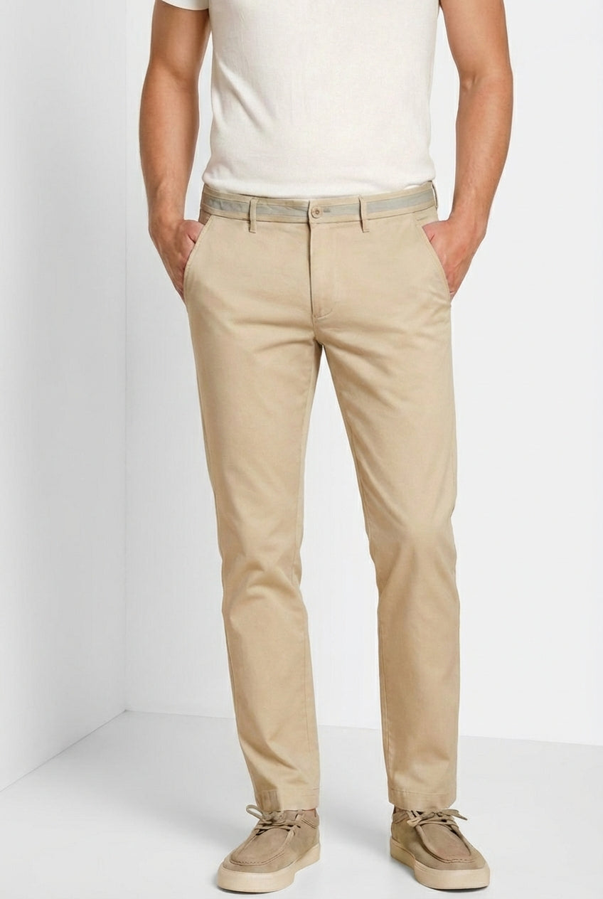 Torino University pantalón chino hombre de satén stretch slim fit
