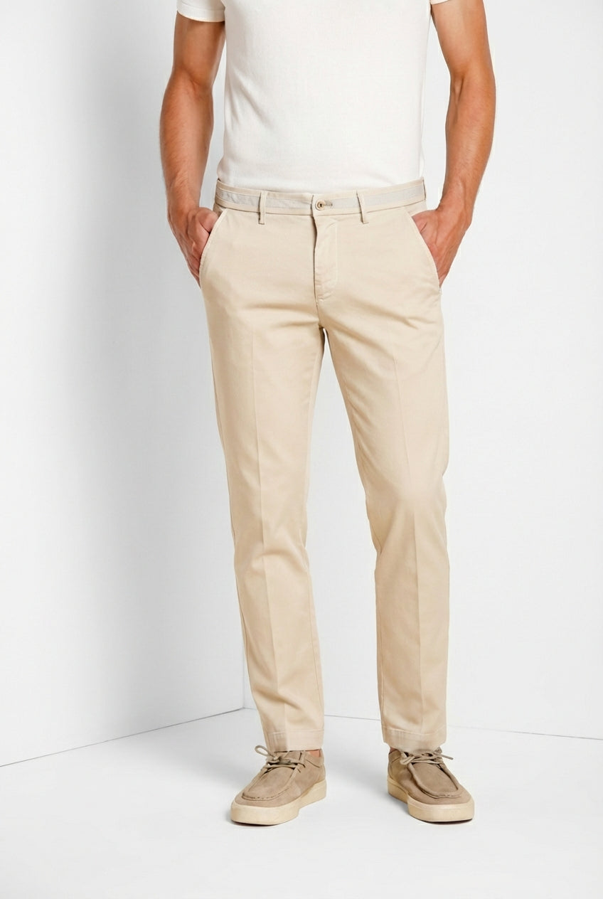 Torino University pantalone chino uomo in raso stretch slim fit