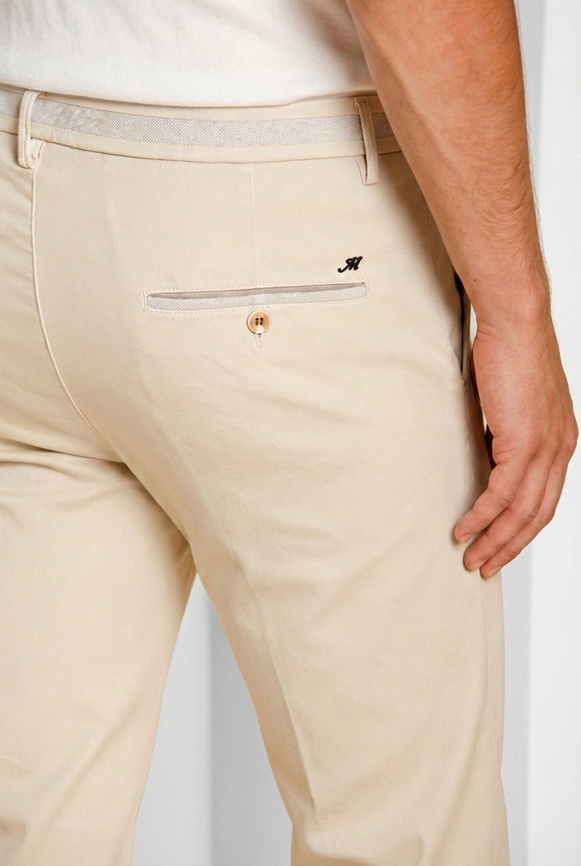 Torino University pantalone chino uomo in raso stretch slim fit