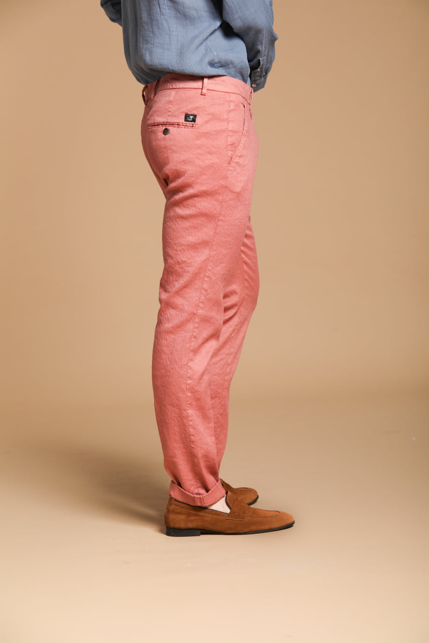 Torino pantalón chino hombre  en sarga de algodón y lino slim fit