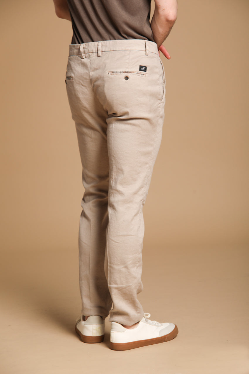 Torino pantalón chino hombre  en sarga de algodón y lino slim fit