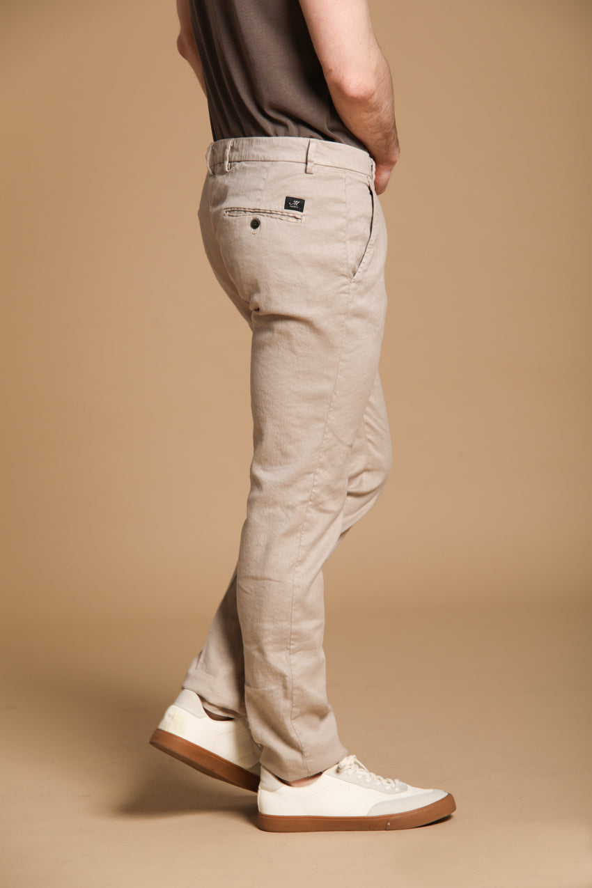Torino pantalón chino hombre  en sarga de algodón y lino slim fit