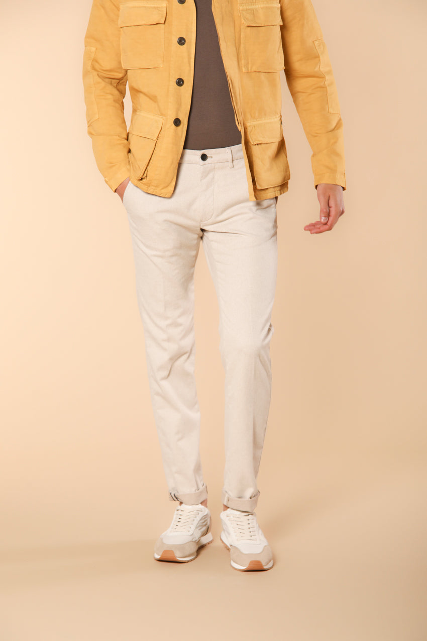 Torino pantalone chino uomo in cotone cover tinto filo slim fit