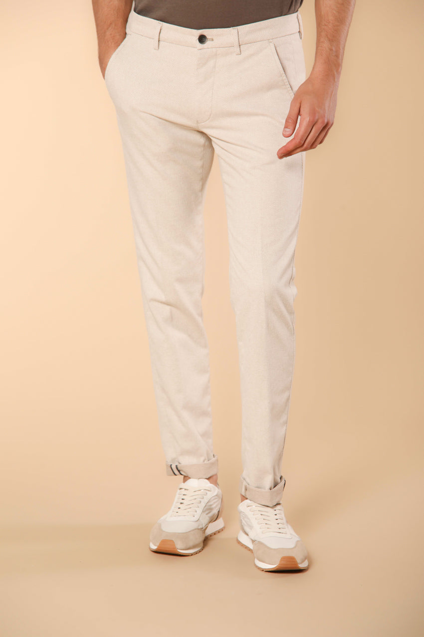 Torino pantalone chino uomo in cotone cover tinto filo slim fit