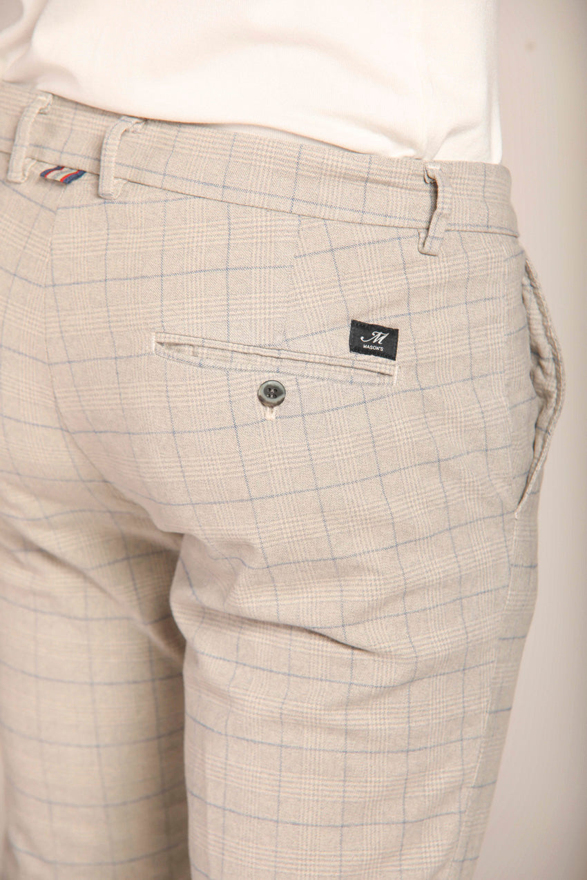 immagine 3 di pantalone chino uomo modello Torino Style con pattern galles sfumato, di colore stucco, fit slim di Mason's