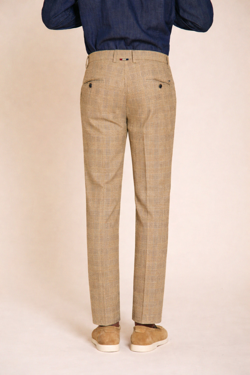 Torino pantalón chino hombre estampado príncipe de Gales con hilo oscuro slim fit