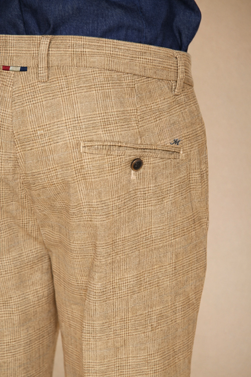 Torino pantalón chino hombre estampado príncipe de Gales con hilo oscuro slim fit