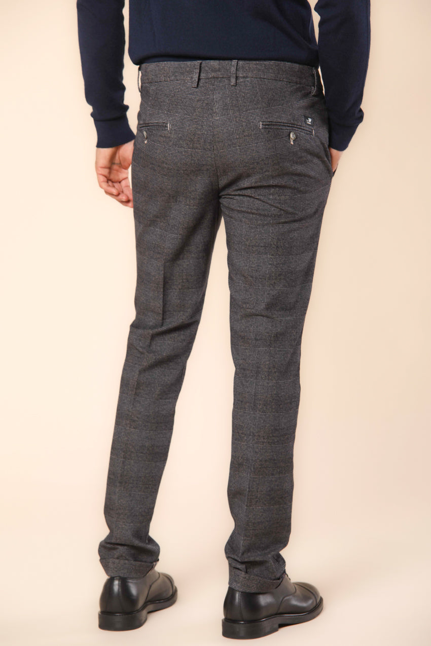 Torino pantalón chino hombre en algodón stretch con estampado de Principe de Gales slim