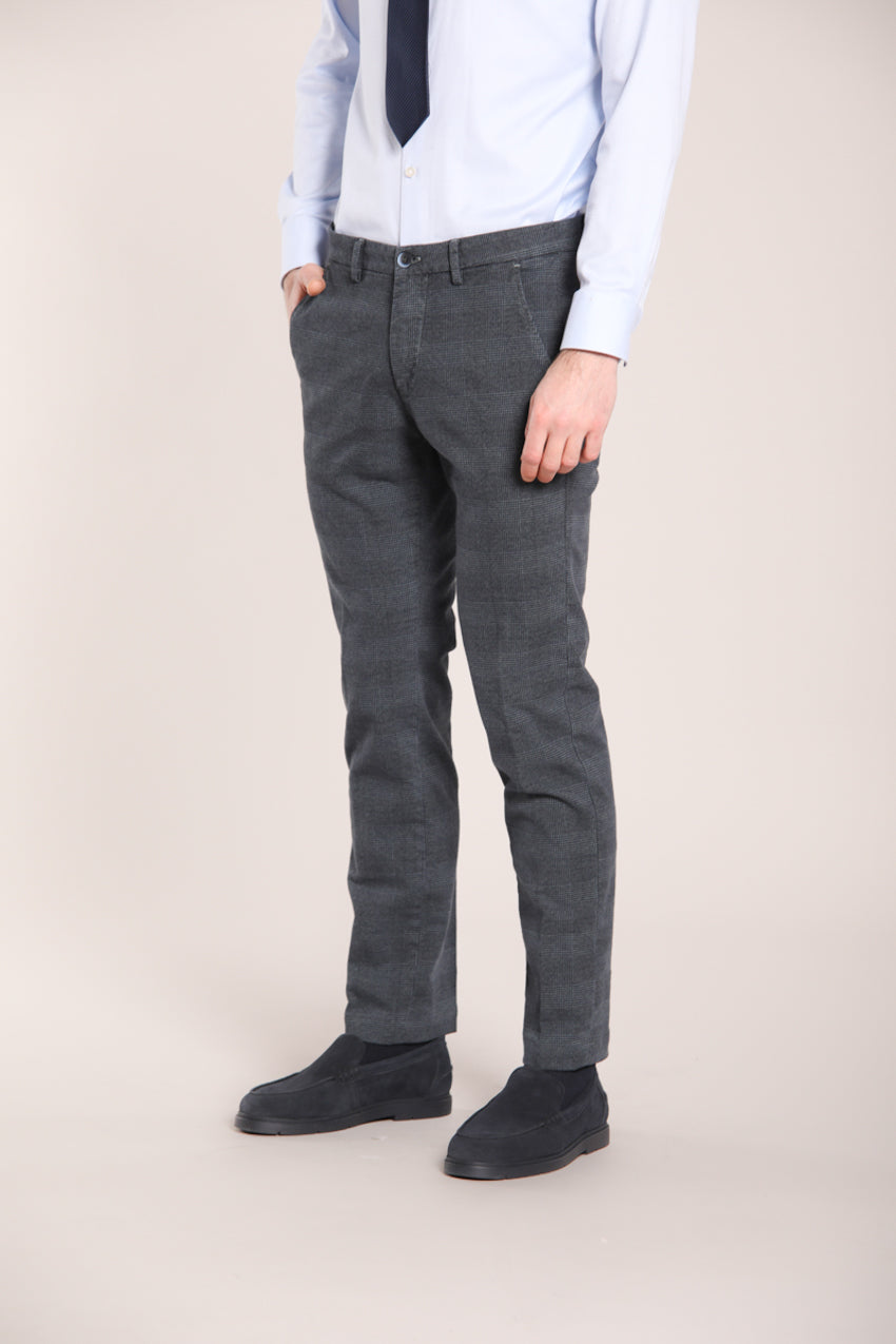Foto 4 Torino pantalone chino uomo in cotone stretch con fantasia galles sfumato slim fit