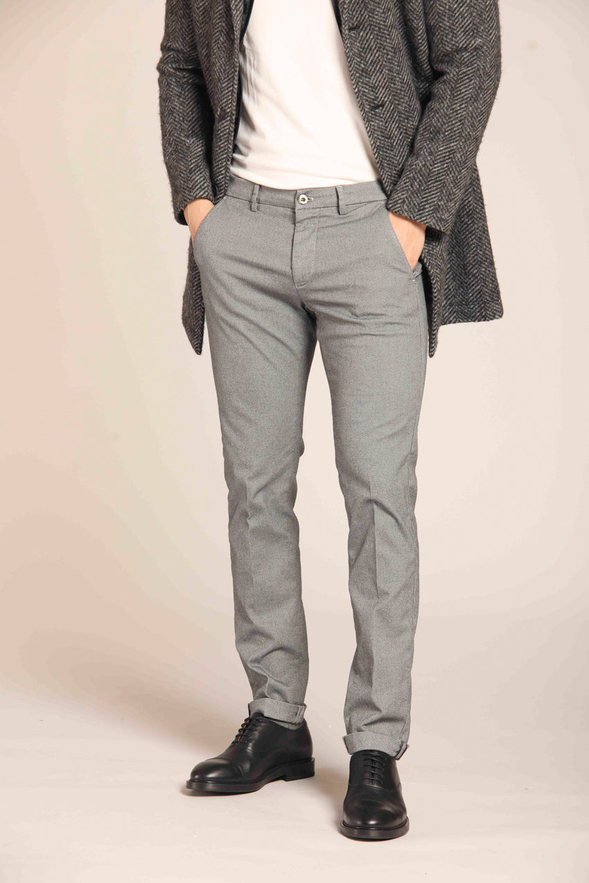 New York Herren Chino-Hose aus Baumwollmodal mit Mikromuster regular Fit