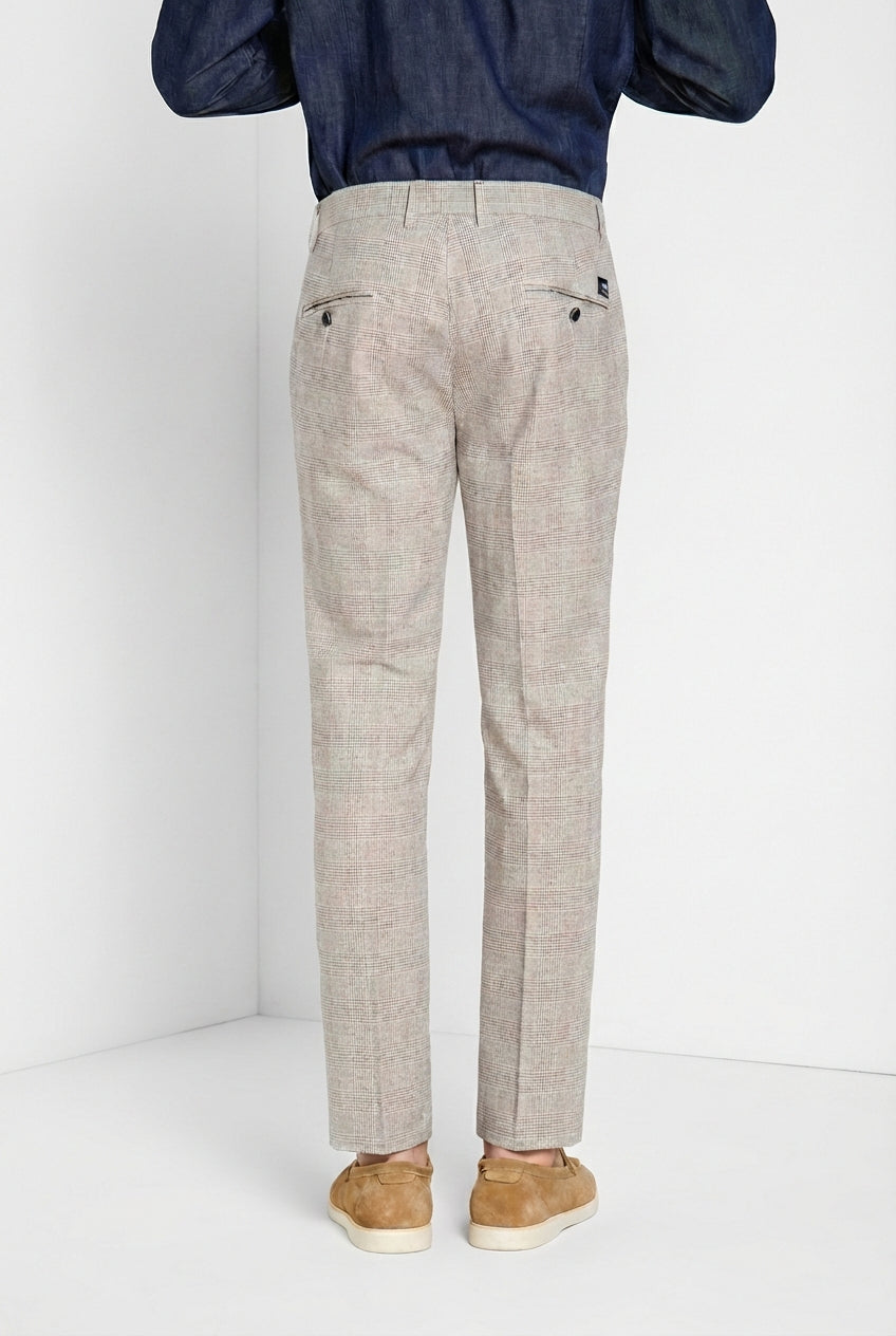 Torino pantalone chino uomo stampa galles con filato moro slim fit