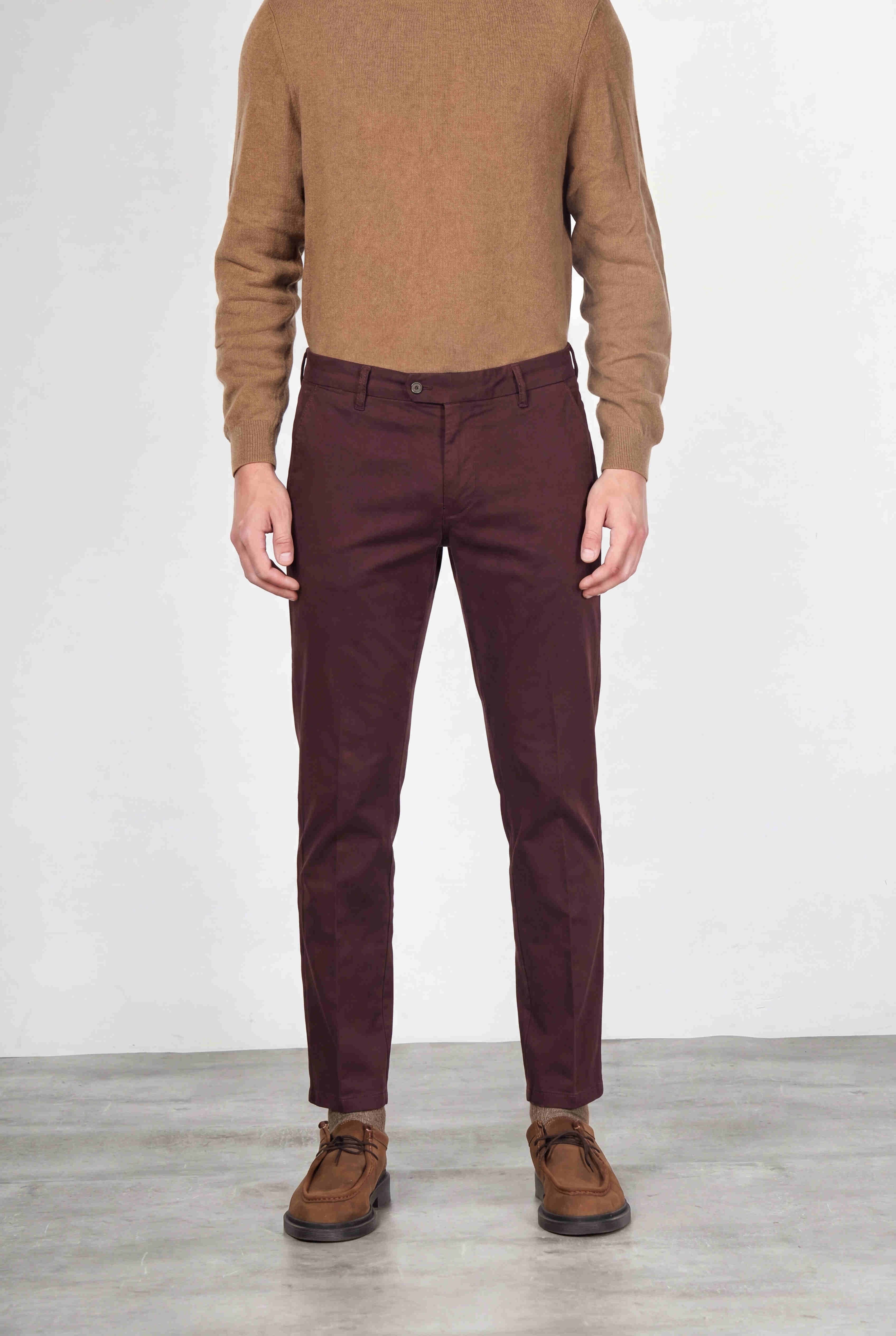 Torino Flex men’s chino pants in satin, slim fit ①