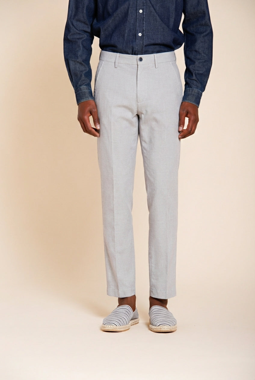 Torino pantalone chino uomo in microfantasia pied de poule tinto filo blu slim fit