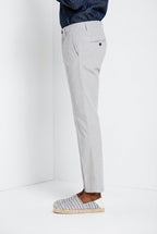 Torino men's chino pants in blue yarn-dyed houndstooth micro-pattern slim fit