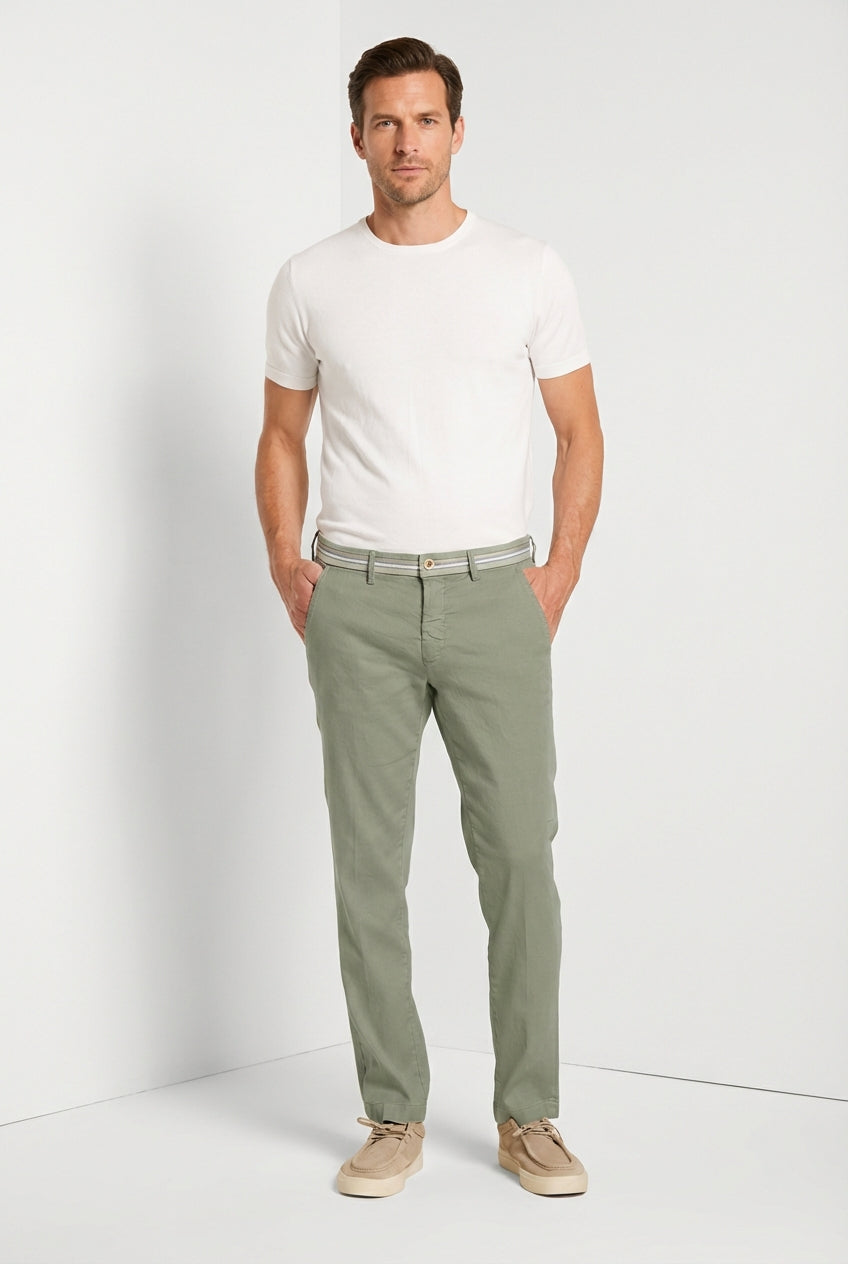 Torino Oxford men's chino pants in linen and cotton twill slim fit