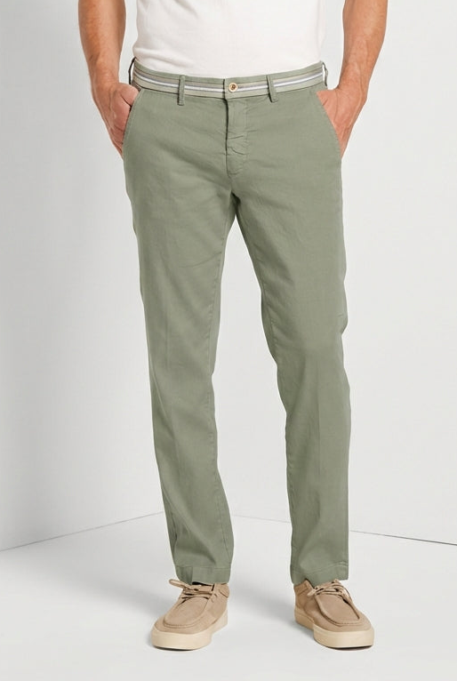 Torino Oxford Herren Chinohose aus Twill aus Leinen und Baumwolle slim fit