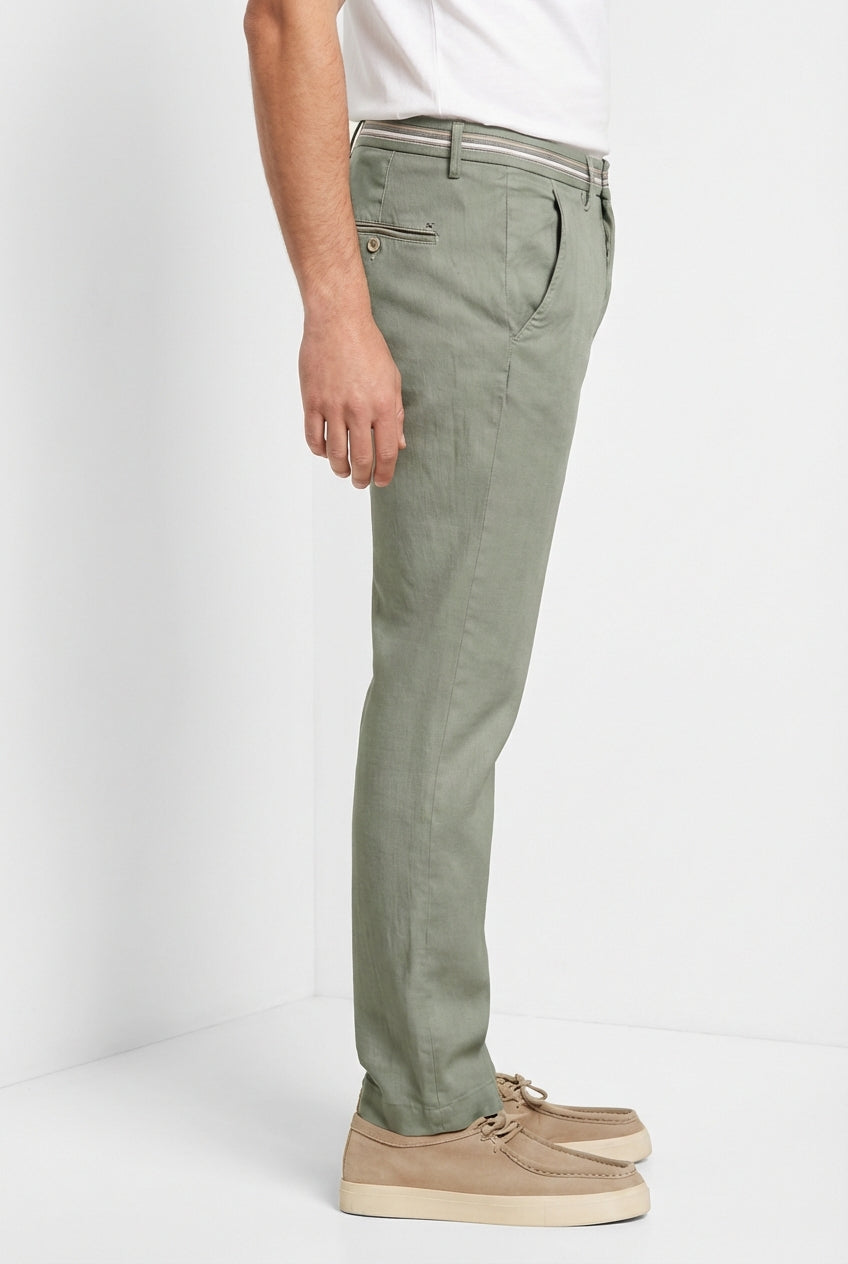 Torino Oxford men's chino pants in linen and cotton twill slim fit