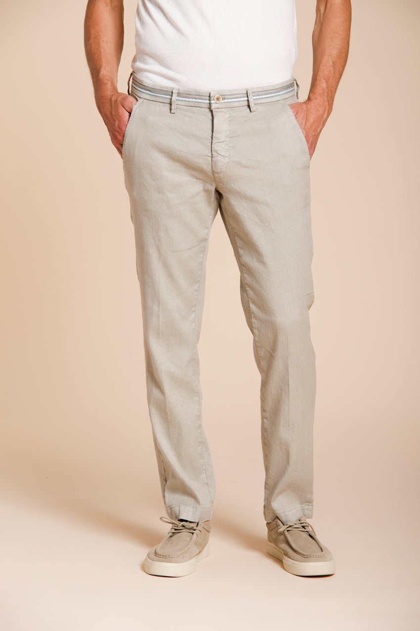 Torino Oxford men's chino pants in linen and cotton twill slim fit