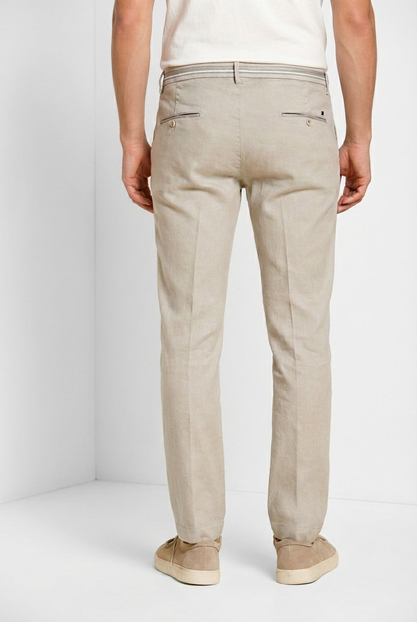 Torino Oxford pantalone chino uomo in twill di lino e cotone slim fit